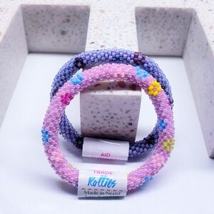 FLOWER POWER -The Original Rollies® Bracelet for Kids, 6" round, Nepal,#6(2 Pcs)